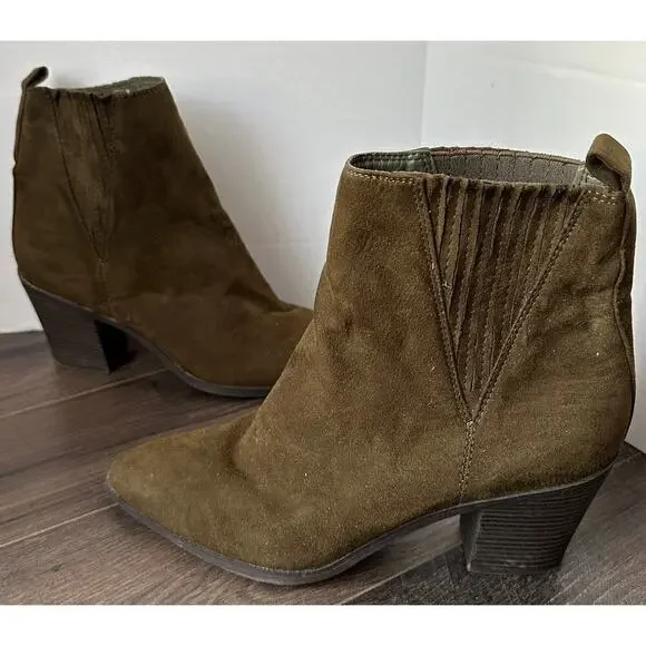 Esprit Brown Reina Pointed Toe Pull On Mid Calf Stacked Heel Boots Size 10 - Picture 2 of 11